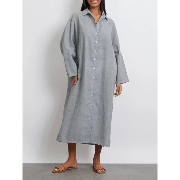 Gray Button-Up Maxi Dress Size Small - Picture 4 of 13